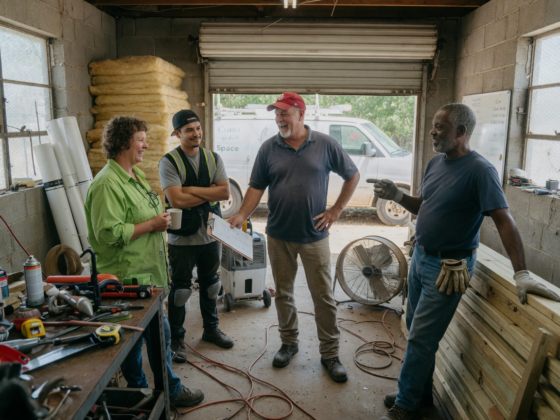 The Tulsa Crawl Space Repair Pros team at work in Tulsa